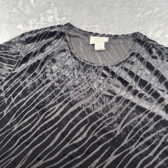 Lord & Taylor Top Womens 1X Velvet Zebra Print Semi-Sheer Vintage Made in USA - Picture 2 of 12